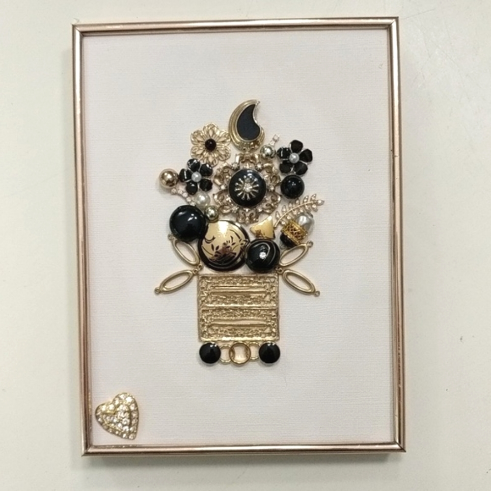 Artisan Handcrafted Framed Jewelry Art Mosaic Collage Original Art!